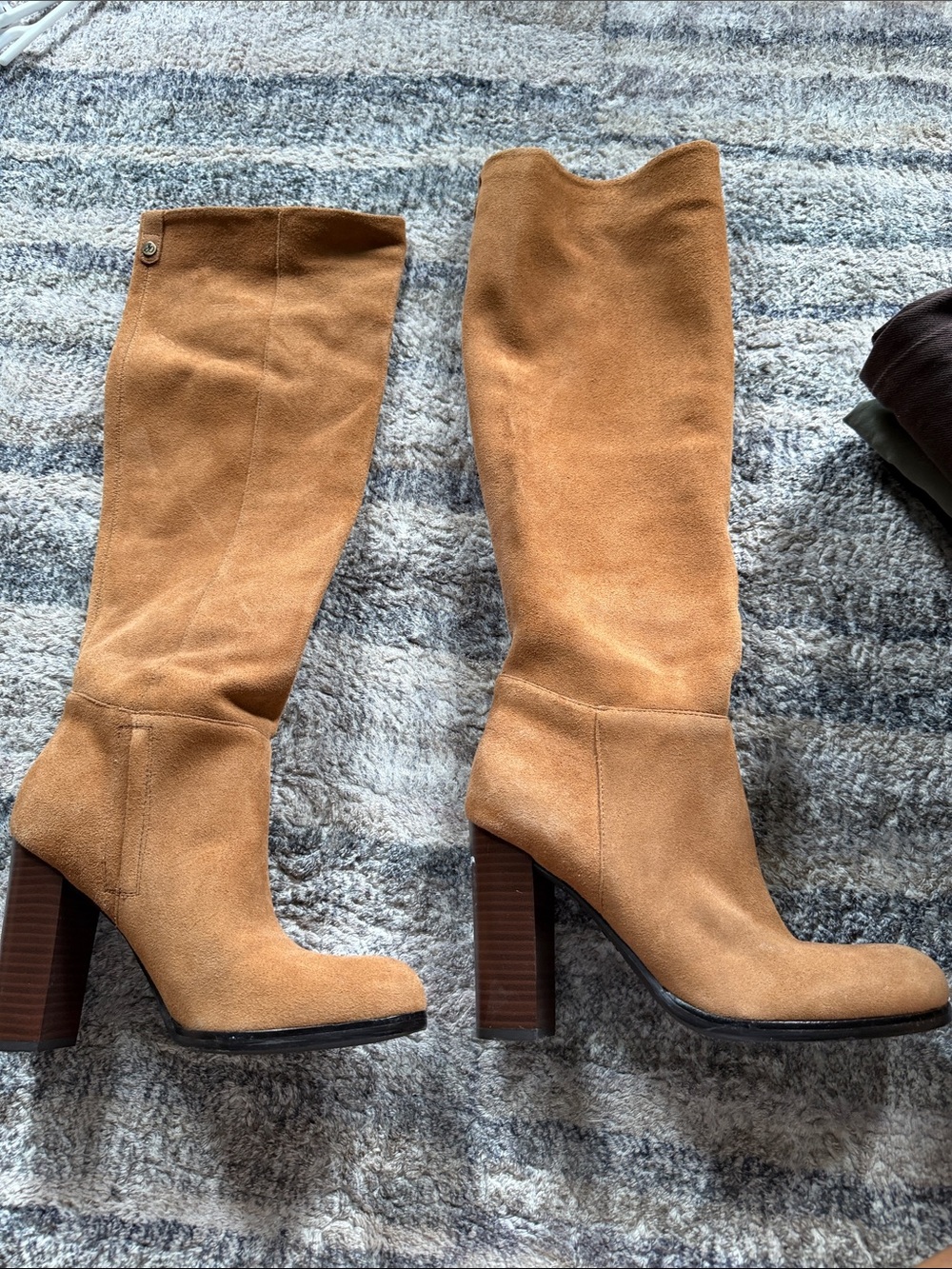 Sam Edelman Tall Suede Block Heel Boots - Tan - Picture 5 of 7